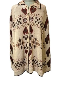 Vintage Sturbridge by Roosevelt Vintage Sweater Knit Shawl Poncho Cottage Core - Picture 1 of 8