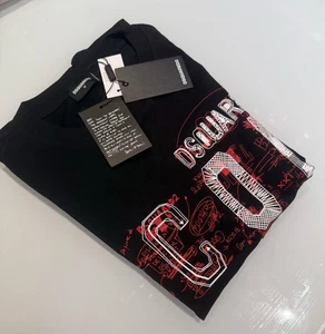 ✅ DSQUARED T-shirt uomo tshirt Taglia M Nero logo graffiti ICON - Imagen 1 de 6
