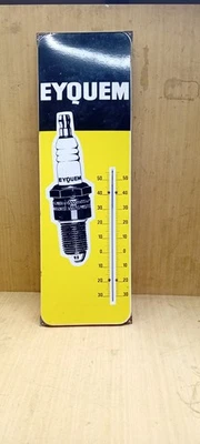 Plaque émaillée de garage bougies Eyquem tole thermomètre  - Photo 1/4