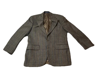 Vintage Chaps Ralph Lauren Coat 39 R Plaid Wool Tweed Blazer Jacket Preppy Sport - Image 1 of 4