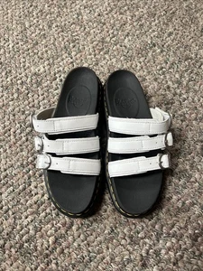 Sandalia Dr.Martens BLAIR SLIDE de cuero blanco con plataforma de 3 correas para mujer talla 9 (EE. UU.) - Imagen 1 de 14
