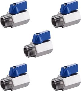 HFS(R) Mini Ball Valve - Pack of 5, 1/4" NPT Female x Male Thread Shut-Off Valve - Picture 1 of 3