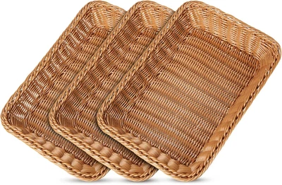 Set Di 3 Cestini per Pane Intrecciati Cestini per Pane Impilabili Cestini per Pa - Immagine 1 di 4