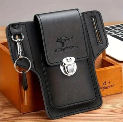 ❇️Herren Leder Gürteltasche Bauchtasche Hüfttasche -SCHWARZ- - Bild 1 von 3