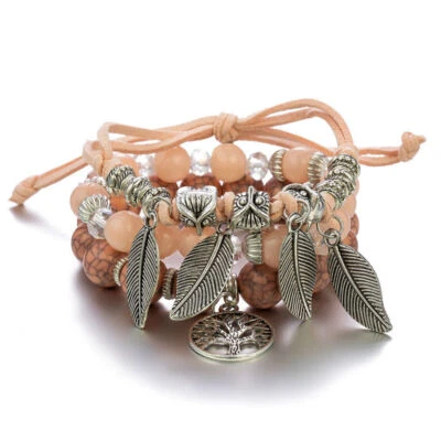 Pulsera envolvente de cuentas con capas apilables con dijes bohemio elástico multicolor unisex Foto 1 de 4