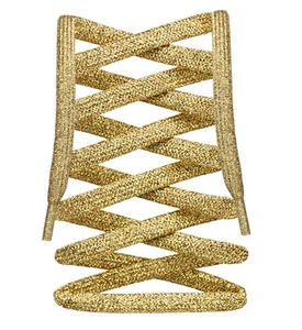 LitLaces - flache Polyester glänzend gold/schwarz metallic Schnürsenkel für Turnschuhe - Bild 1 von 8