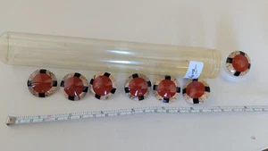 Tube of 7 Round Buttons Glass Brass Shank 1" each SM - Imagen 1 de 1