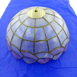 Vintage Stained Capiz Shell Mother Of Pearl Cream & Pink Ceiling Lampshade Boho - Picture 1 of 3