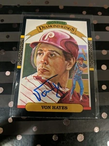 Von Hayes Signed 1987 Donruss Diamond Kings Card PHILADELPHIA PHILLIES  - Picture 1 of 1