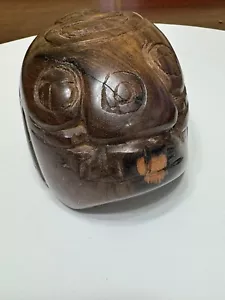 BELIZE HAND CARVED TROPICAL HARD SOLID WOOD TOTEM FACE - Picture 1 of 7