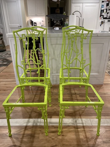 Mid Century KESSLER Aluminum Faux Bamboo Set 4 Dining Chairs Cover