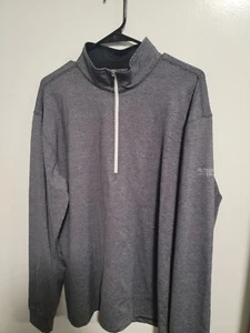 Suéter Recto Para Hombres XL Gris Negro Rayas Pullover 1/4 Cremallera Golf - Imagen 1 de 5