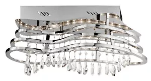 Elan Kascade LED Chrome And Crystal Flush Ceiling Light Orig $900 - Picture 1 of 1
