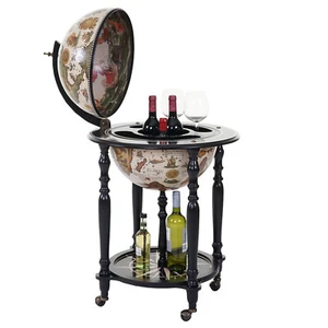 Globusbar HWC-A78, Minibar Weinregal, Weltkugel rollbar, Ø 42cm Eukalyptusholz - Bild 1 von 7