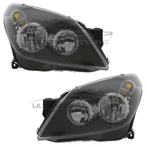 Headlights Vauxhall Astra H Mk5 2004-2007 Black Inner Headlamps Left & Right - Picture 1 of 24