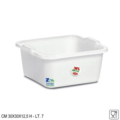 STEFANPLAST BACINELLA QUADRATA BIANCA CM 30X30X12,5 H POLIETILENE CAPACITA' LT. 7 MULTIUSO