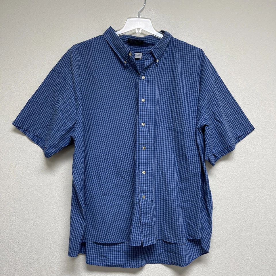 Members Only Big Man Shirt Adult 4XL Blue Short Sleeve Button Up Cotton Blend - Image 1 of 4