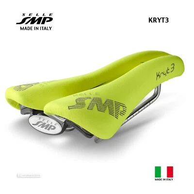 NEW Selle SMP KRYT3 Criterum Saddle : YELLOW FLUO - MADE IN iTALY! - Image 1 of 2