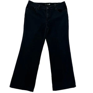 Seven7 Sz 12 Women Studio Flare Leg Mid Waist Short Minimalist Black Denim Jeans - Picture 1 of 11