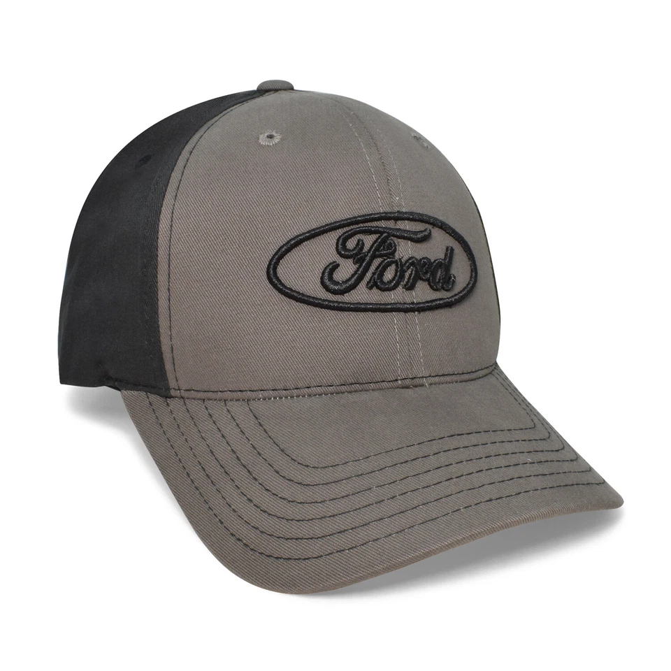 Gorra de béisbol deportiva Ford Logo gris delantera y trasera negra Foto 1 de 3