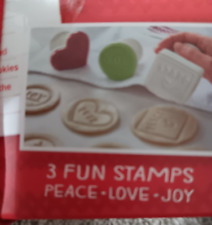 3 Ceramic Hallmark Cookie Press Set Christmas PEACE  LOVE  JOY  NIP