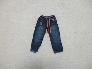 Max Boys Jeans 3-4 Youth Blue Denim Straight Leg Dark Wash Monkey Cuffed Casual - Picture 1 of 9