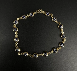 14KT Yellow Gold Evil Eye Bracelet – Approx. 7.5” – 4.12g - Picture 1 of 7