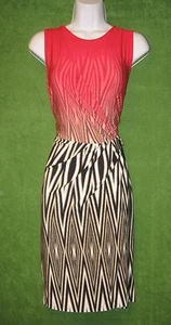 Calvin Klein Red Orange Brown Black Animal Stripe Wrap Social Work Dress M $99 - Picture 1 of 7