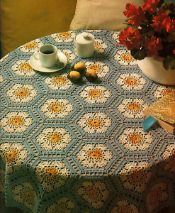 Lovely Tricolor Hexagon Tablecloth/Doily/Crochet Pattern Instructions Only