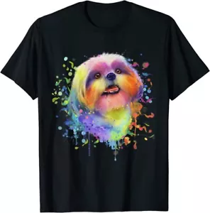 Buntes T-Shirt Splash Art Shih Tzu Porträt Shitzu Welpe Besitzer Größe S-5XL - Bild 1 von 2