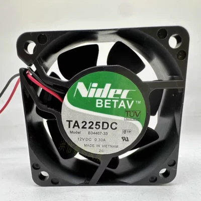 1 PCS  Nidec Fan TA225DC B34467-33 DC12V 0.33A 6025 60*25MM 2 wire cooling fan - Image 1 of 3