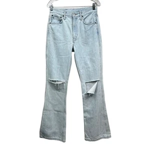 Etica Womens Sasha Jeans Modern Flared Distressed Ripped Knee Hi Rise Blue Sz 26 - Picture 1 of 8