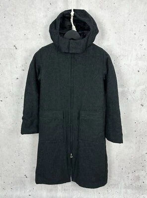 Diesel 复古脱压补丁口袋羊毛灰色拉链长连帽夹克 L 码 — 第 1/4 张图片