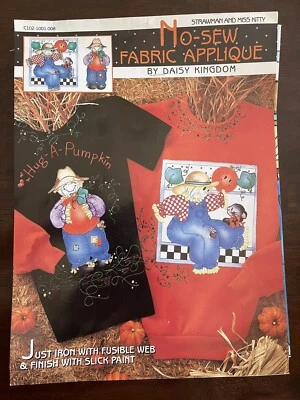 NEW Daisy Kingdom "Strawman and Miss Kitty " No-Sew Fabric Applique Fall Harvest - Image 1 of 2