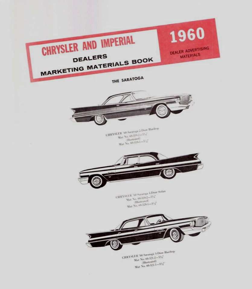 Chrysler Saratoga 1960 solo concesionario publicidad/marketing (estera) para?folleto? Foto 1 de 1