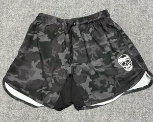 Gymreapers Shorts Herren Medium schwarz Tarnmuster Training Gym Totenkopf Logo 6" Schrittlänge - Bild 1 von 7