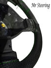 FOR FIAT PUNTO MK2 BLACK PERFORATED LEATHER STEERING WHEEL COVER GREEN STITCHING