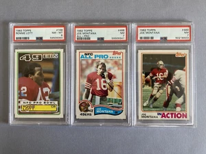 3 PSA 7 cards 1982 Topps Joe Montana 488 +489 1983 Topps Ronnie Lott 168 -2nd yr - Picture 1 of 2