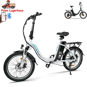 20 Zoll E Bike Klapprad Elektrofahrrad 350W 54N.M Shimano 7 G Weiß & Schwarz Neu - Bild 1 von 10