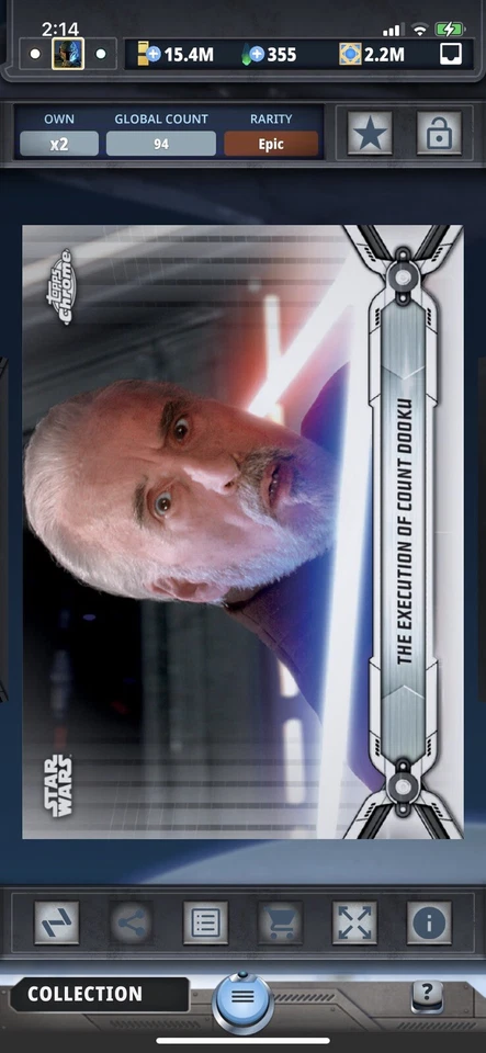 Topps Star Wars Digital Card Trader White Topps Chrome Legacy Count Dooku Insert - Image 1 of 1