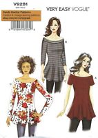 Womens/Misses Easy Shirts Tops Tunic Sewing Pattern/Vogue V9331/SZ 6-14 or 14-22