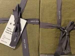 West Elm Two (2) European Flax Linen Cedar Green Euro Shams  NEW - Picture 1 of 1
