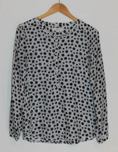 Ann Taylor Loft white with blue dots blouse womens sheer lightweight Sz M Summer - Picture 1 of 5