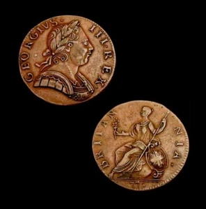 X188: Exceptional 1775 George III "Goggle-Eye" Non Regal Halfpenny in High Grade - Picture 1 of 1