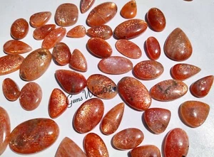 Natural Rainbow Lattice Orange Red Sunstone Cabochon Gemstone Wholesale Lot - Picture 1 of 9