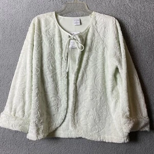 Go Soft Sleepwear Bed Jacket Womens M Green Mint Ties Long Sleeves Lounge - Picture 1 of 17