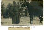 Russian soldier with horse antique WWI photo