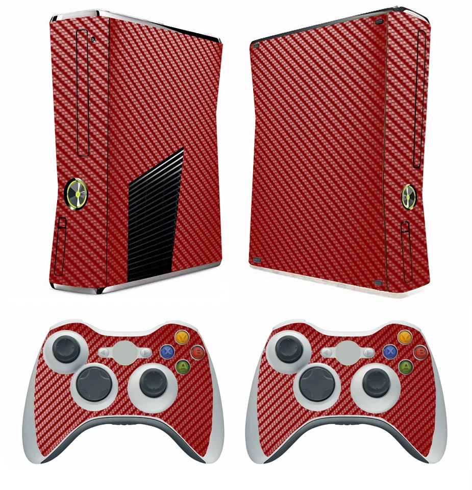 Red Carbon Fiber Decal Skin Sticker for Xbox360 slim and 2 controller skins - Image 1 of 1