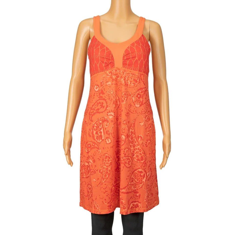 The North Face Women Cadence Dress Emberglow Orange Print Size XL 6779
