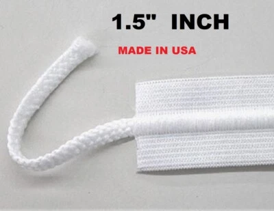 Cordón elástico de 1,5" pulgadas con cordón elástico 100 yardas blanco.  USA Foto 1 de 4